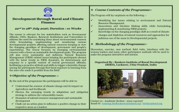 ITEC Course: Development through Rural and Climate Finance - BIRD